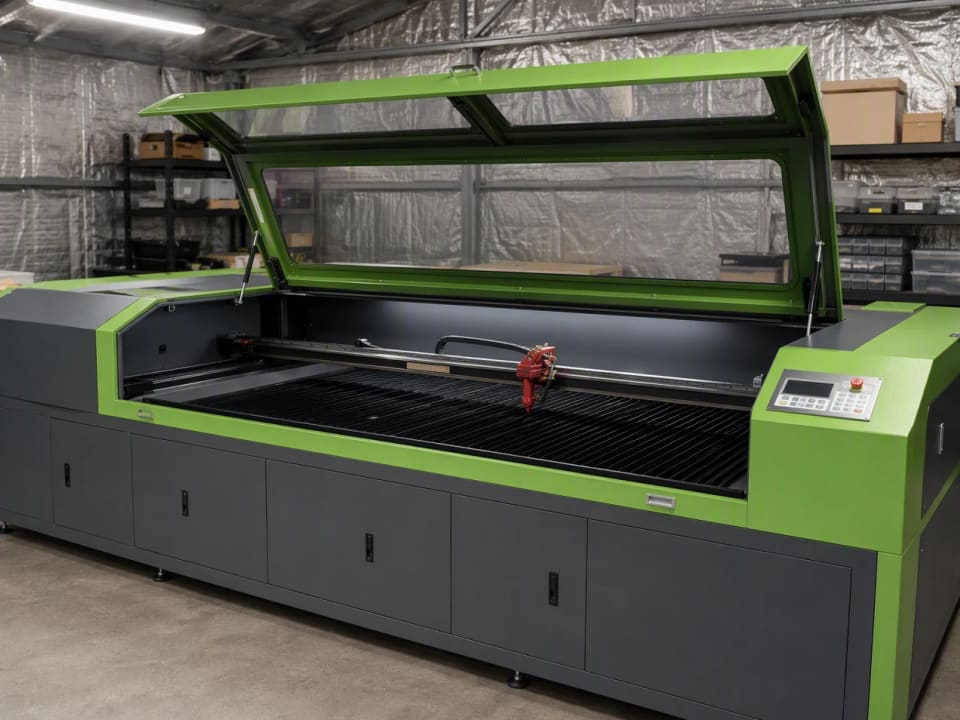 Illustration of a laser cutter